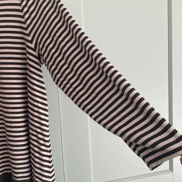 Chicos sheer shark bite hem green and white stripe long sleeve tunic sz 3 XL - Picture 3 of 5